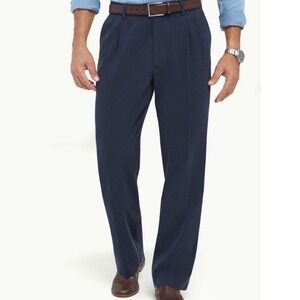 Tommy Bahama Mens Navy Blue Pleated Dress Pants Size 36x34 Relaxed Fit